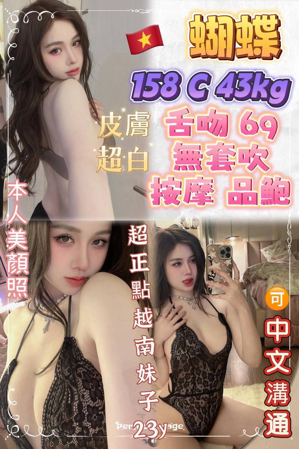 蝴蝶 (339394) - 越南妹 新北，23歲，C罩杯 - 展示用 定點茶/外約/外送茶